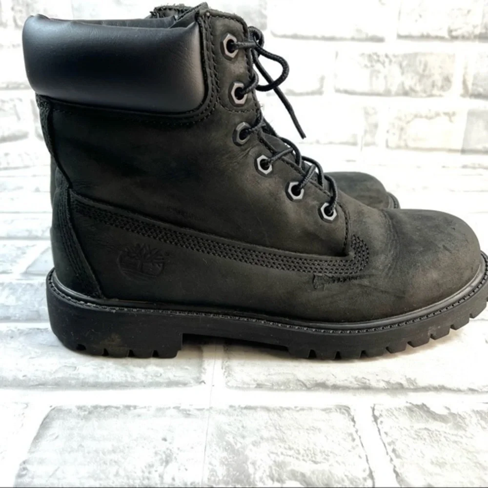 Timberland 6-Inch Premium Junior Size 5 Waterproof Black Nubuck Waterproof Boots